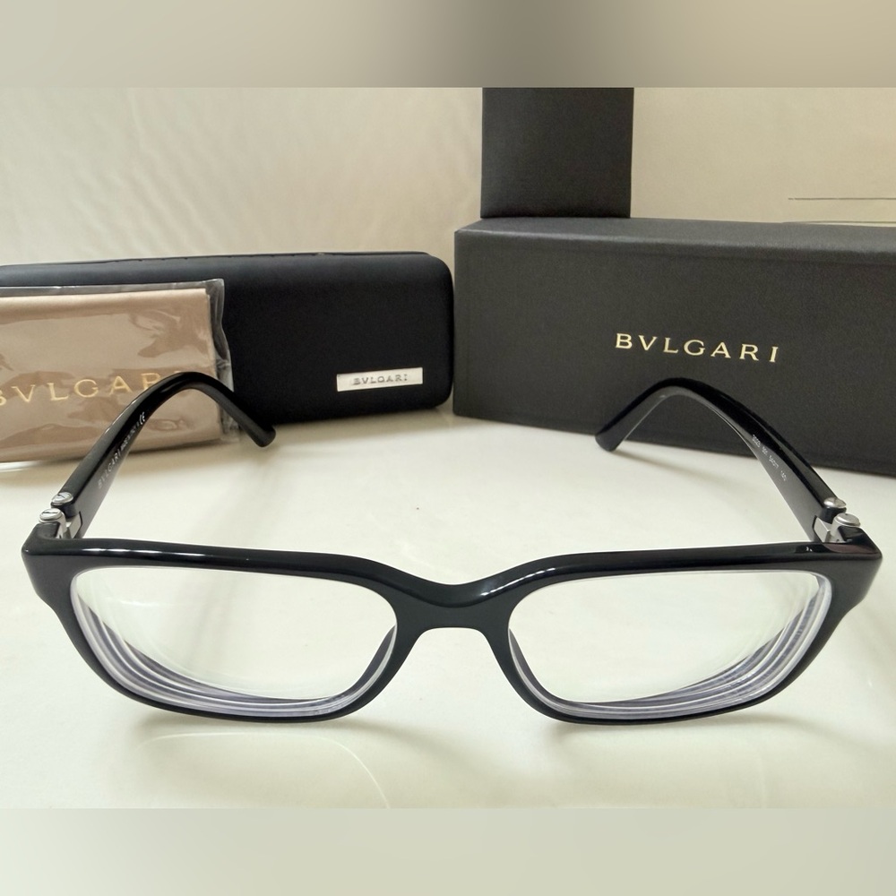 Bulgari Black Rectangular Eyeglass Frames - image 2